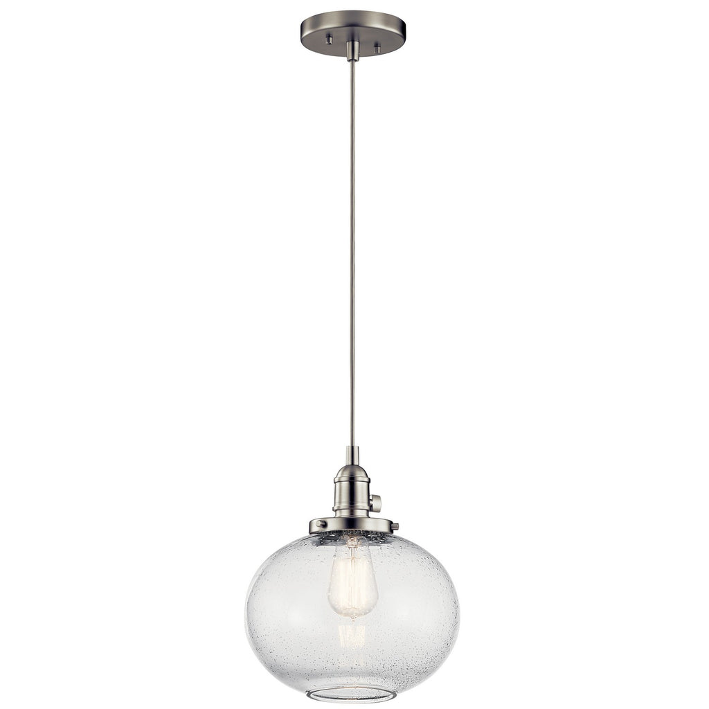 KICHLER 43852NI Avery 9.75" 1 Light Mini Pendant With Clear Seeded Glass In Brushed Nickel