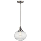 KICHLER 43852NI Avery 9.75" 1 Light Mini Pendant With Clear Seeded Glass In Brushed Nickel
