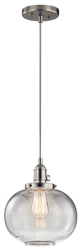 KICHLER 43852NI Avery 9.75" 1 Light Mini Pendant With Clear Seeded Glass In Brushed Nickel
