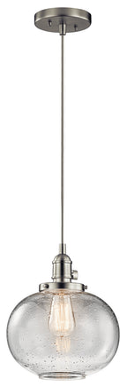 KICHLER 43852NI Avery 9.75" 1 Light Mini Pendant With Clear Seeded Glass In Brushed Nickel