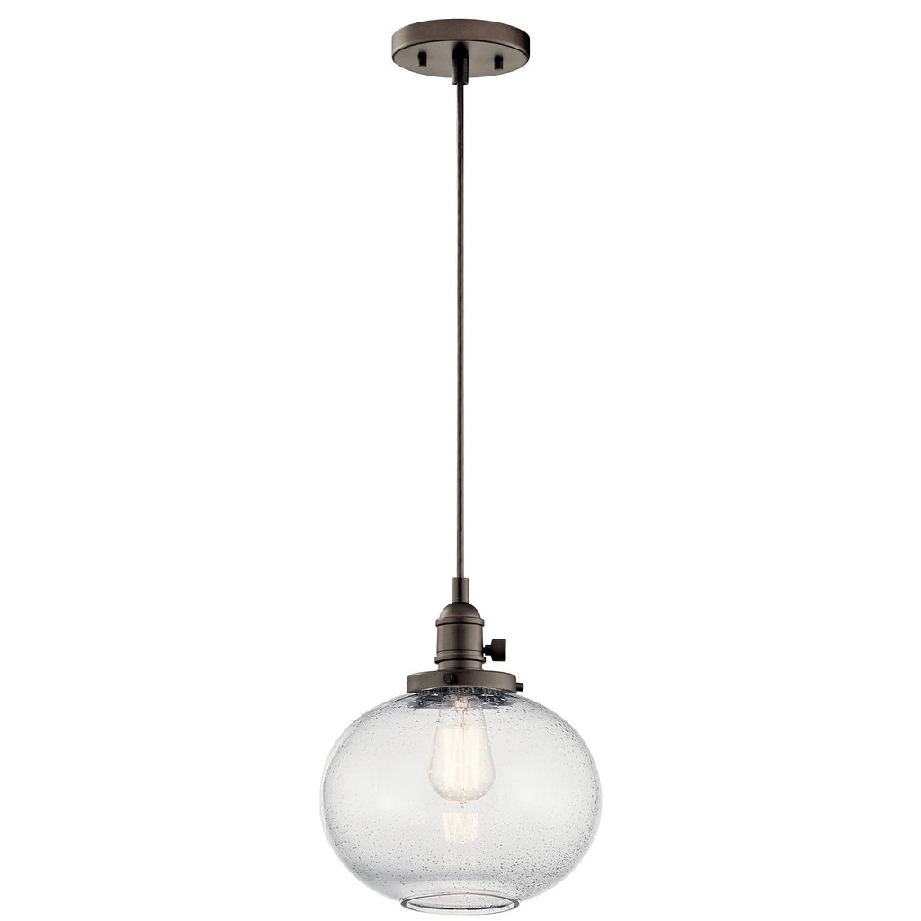 KICHLER 43852OZ Avery 9.75" 1 Light Mini Pendant With Clear Seeded Glass In Olde Bronze