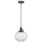 KICHLER 43852OZ Avery 9.75" 1 Light Mini Pendant With Clear Seeded Glass In Olde Bronze