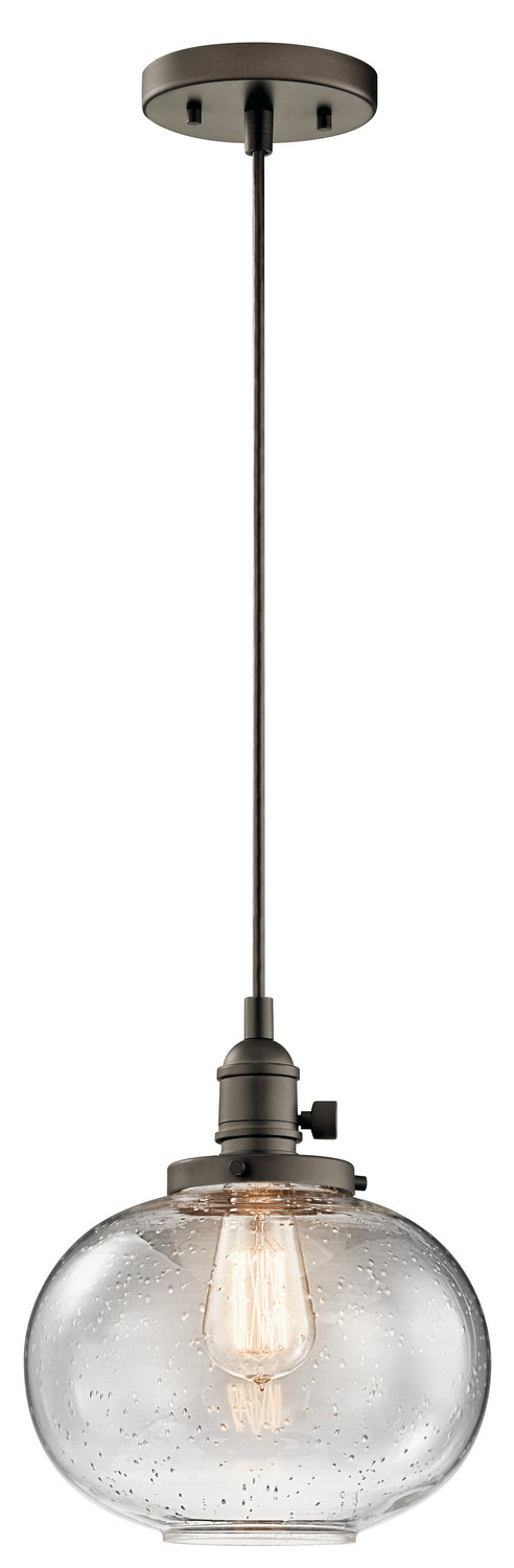 KICHLER 43852OZ Avery 9.75" 1 Light Mini Pendant With Clear Seeded Glass In Olde Bronze