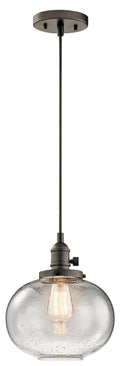 KICHLER 43852OZ Avery 9.75" 1 Light Mini Pendant With Clear Seeded Glass In Olde Bronze