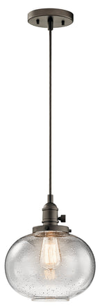 KICHLER 43852OZ Avery 9.75" 1 Light Mini Pendant With Clear Seeded Glass In Olde Bronze