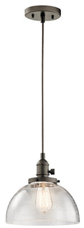 KICHLER 43853OZ Avery 9.25" 1 Light Goblet Mini Pendant With Clear Seeded Glass Olde Bronze