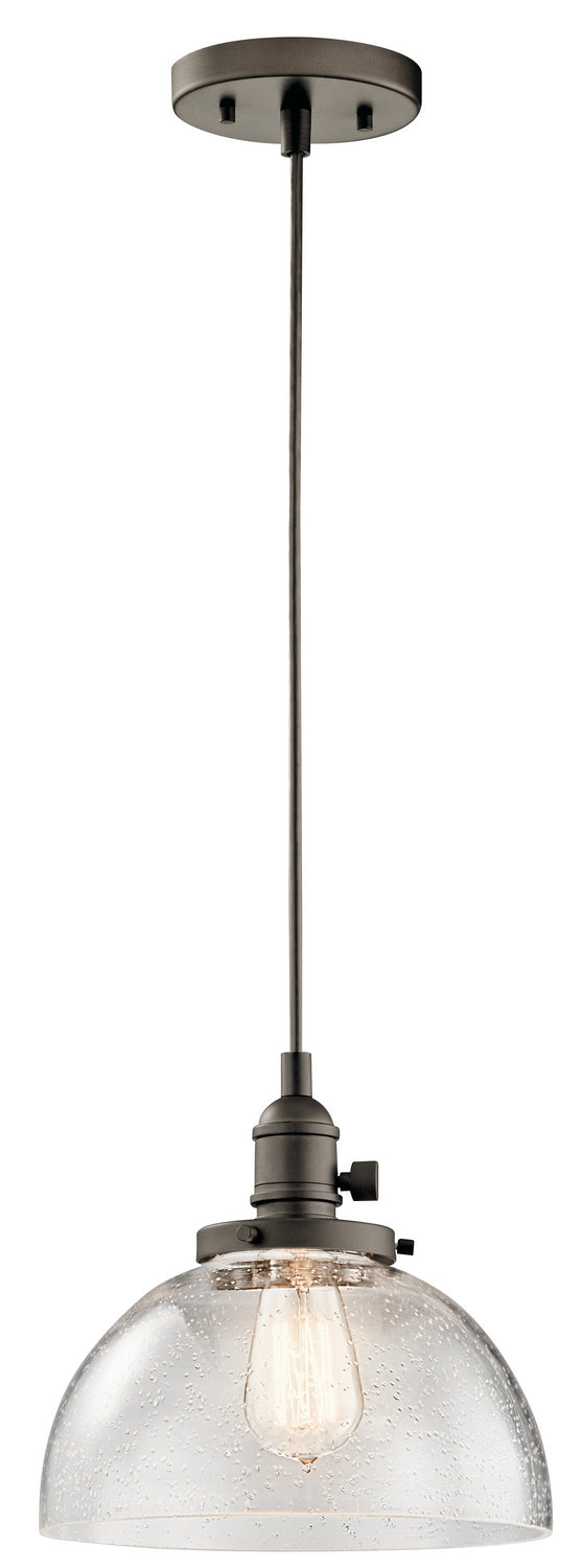 KICHLER 43853OZ Avery 9.25" 1 Light Goblet Mini Pendant With Clear Seeded Glass Olde Bronze