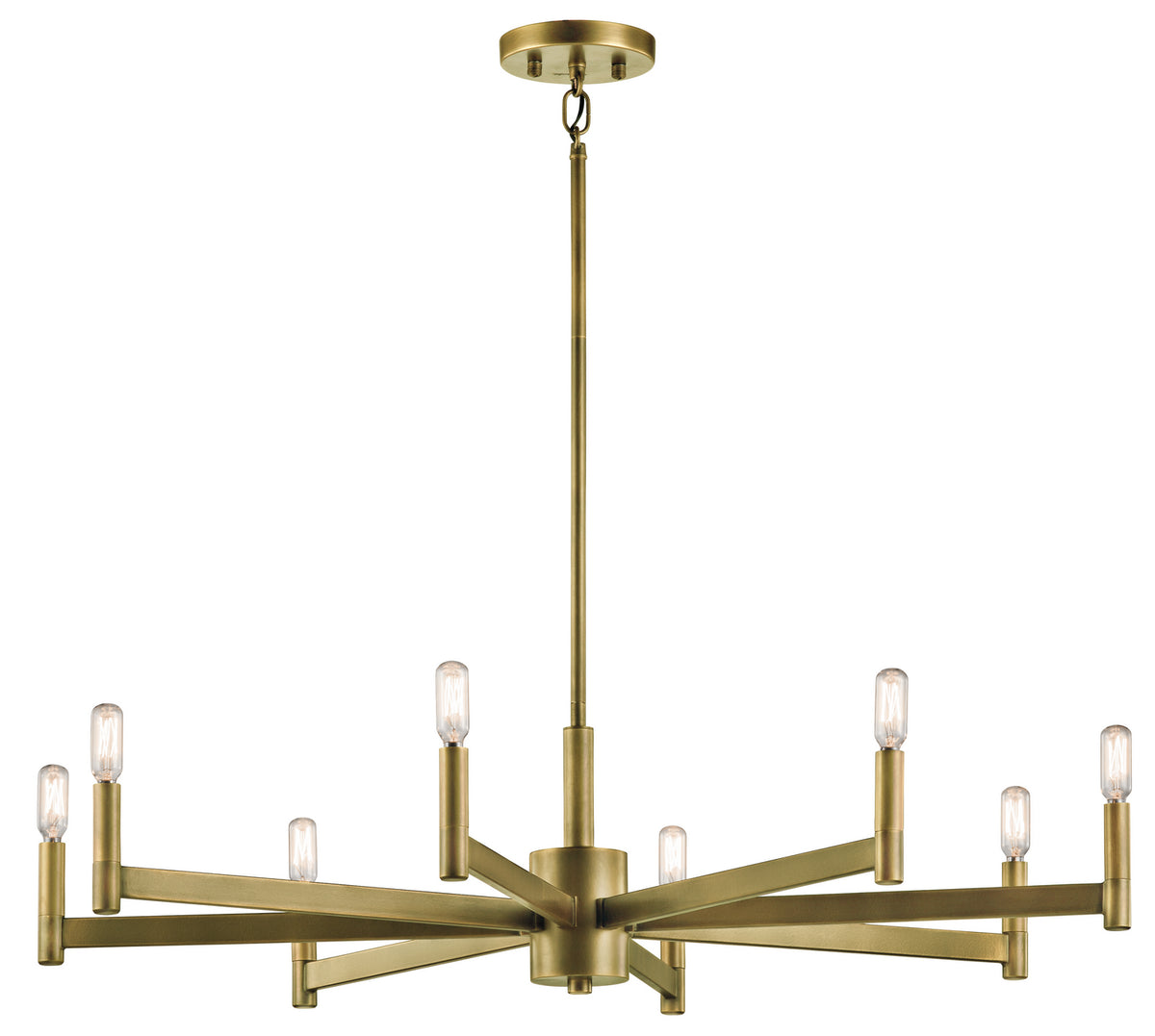 KICHLER 43857NBR Erzo 9.25" 8 Light Chandelier In Natural Brass