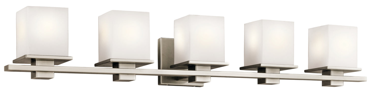 KICHLER 45193AP Tully 40.25" 5 Light Vanity Light With Satin Etched Cased Opal Glass Antique Pewter