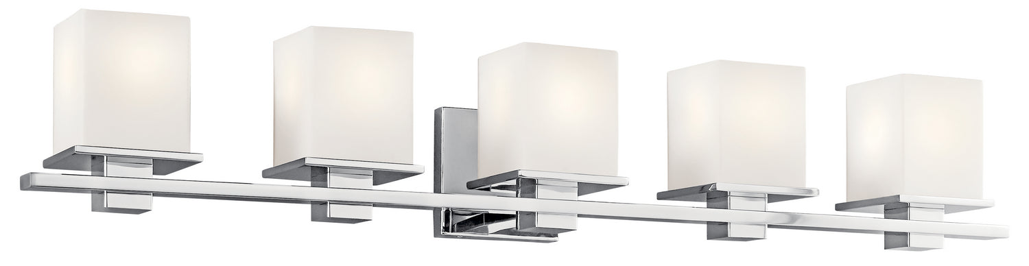 KICHLER 45193CH Tully 40.25" 5 Light Vanity Light With Satin Etched Cased Opal Glass Chrome