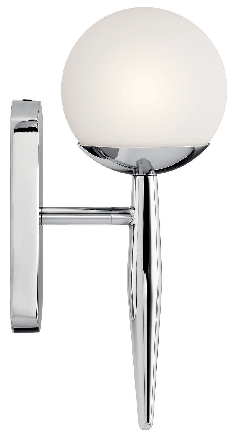 KICHLER 45580CH Jasper 11.5" 1 Light Halogen Wall Sconce With Satin Etched Cased Opal Glass Chrome