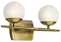 KICHLER 45581NBR Jasper 16.5" 2 Light Halogen Vanity Light With Satin Etched Cased Opal Glass Natural Brass