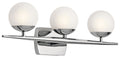 KICHLER 45582CH Jasper 24.5" 3 Light Halogen Vanity Light With Satin Etched Cased Opal Glass Chrome