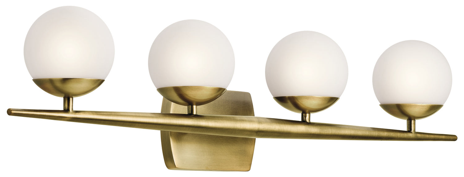 KICHLER 45583NBR Jasper 32.25" 4 Light Halogen Vanity Light With Satin Etched Cased Opal Glass Natural Brass