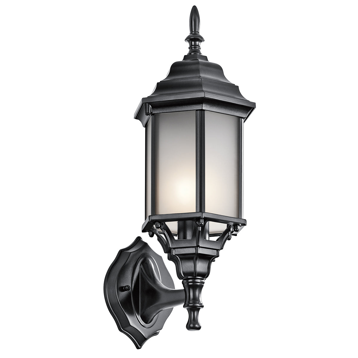 KICHLER 49255BKS Chesapeake 17" 1 Light Outdoor Wall Light With Satin Etched Glass In Black