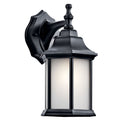 KICHLER 9776BKS Chesapeake 11.75" 1 Light Outdoor Wall Light With Satin Etched Glass In Black
