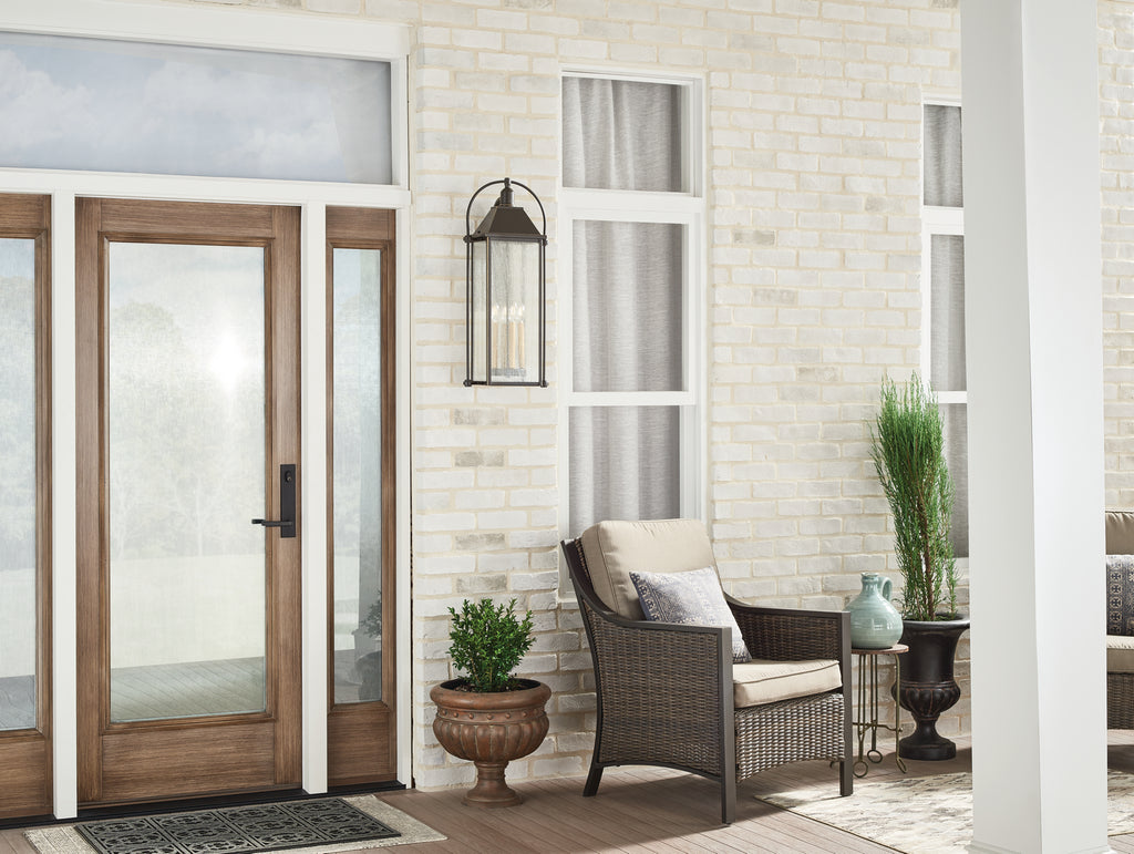 KICHLER 49716OZ Harbor Row 28.75" 4 Light Outdoor Wall Light With Clear Seeded Glass In Olde Bronze