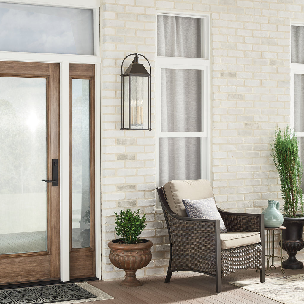 KICHLER 49716OZ Harbor Row 28.75" 4 Light Outdoor Wall Light With Clear Seeded Glass In Olde Bronze
