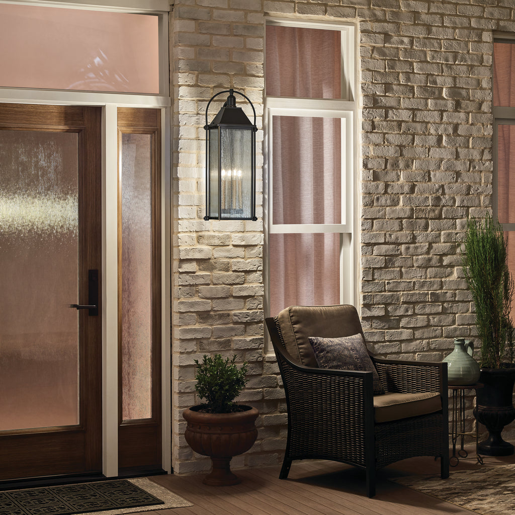 KICHLER 49716OZ Harbor Row 28.75" 4 Light Outdoor Wall Light With Clear Seeded Glass In Olde Bronze
