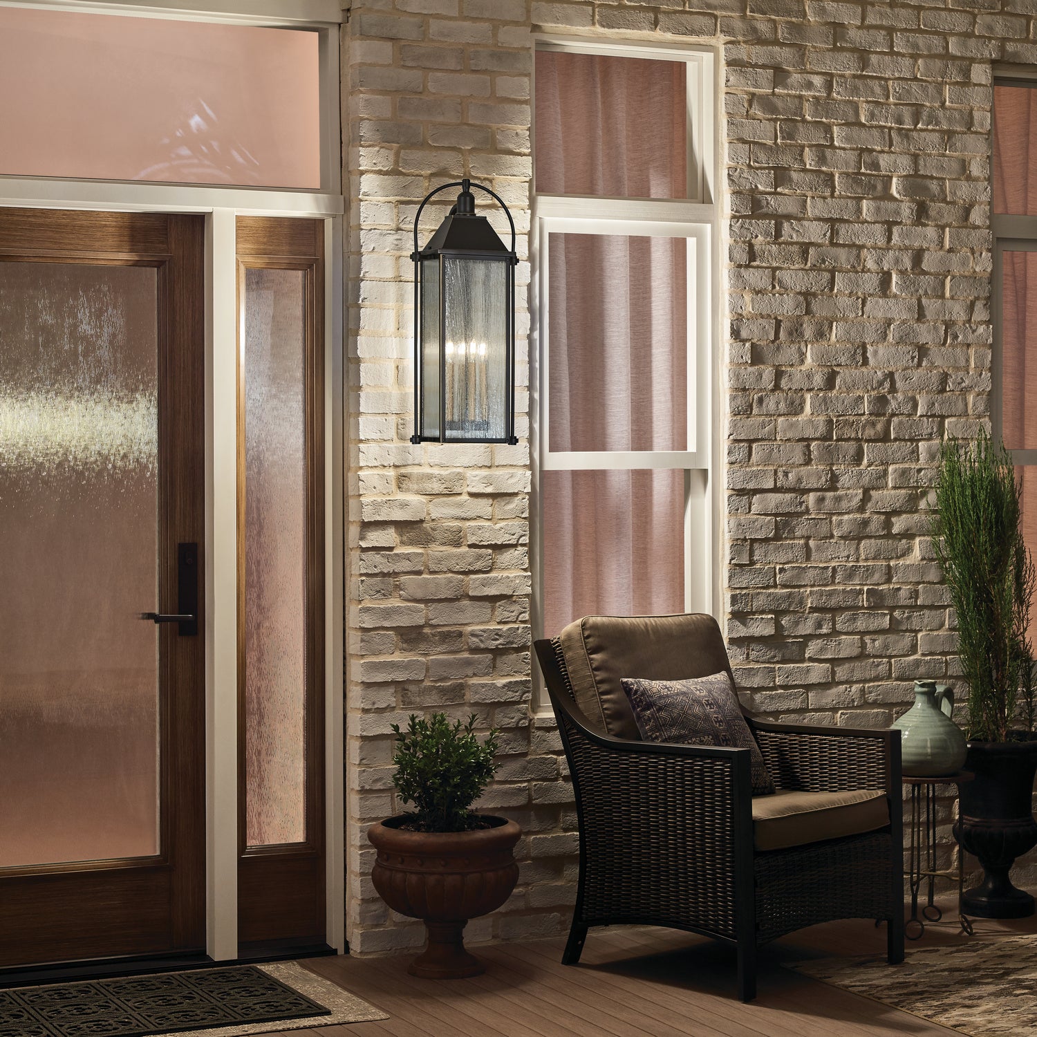 KICHLER 49716OZ Harbor Row 28.75" 4 Light Outdoor Wall Light With Clear Seeded Glass In Olde Bronze