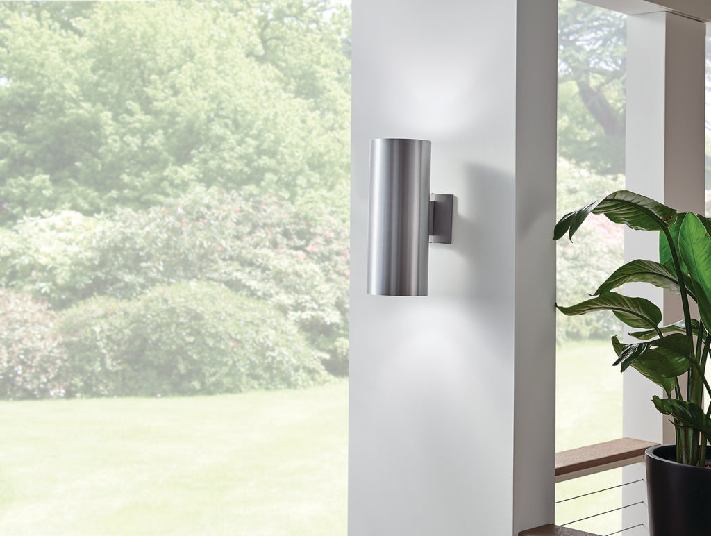 KICHLER 9246BA Cylinder 15" 2 Light Wall Light Brushed Aluminum