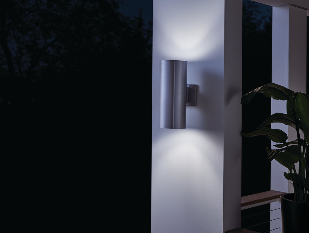 KICHLER 9246BA Cylinder 15" 2 Light Wall Light Brushed Aluminum