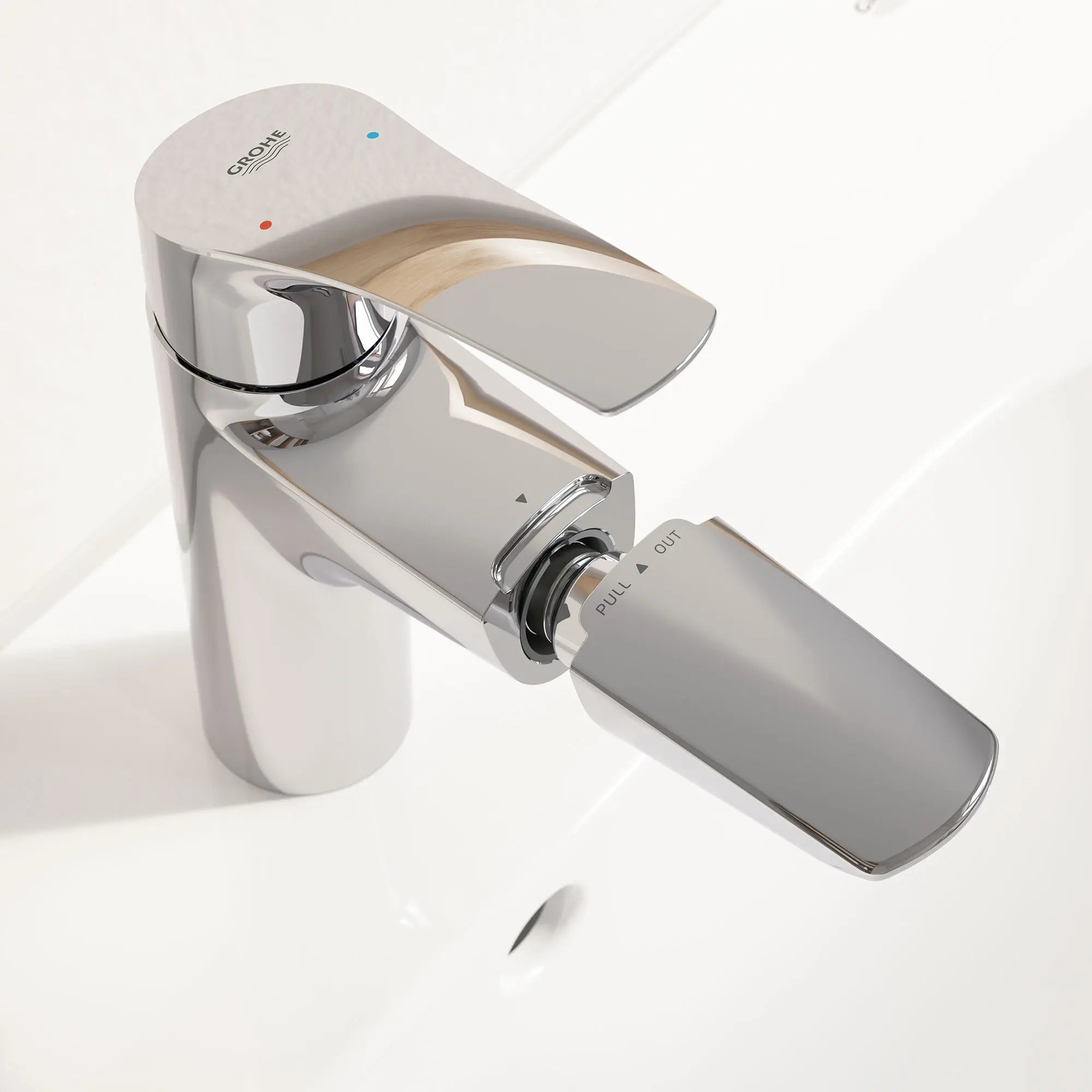 GROHE 23991003 Eurosmart Single Hole Single-Handle M-Size Bathroom Faucet, 1.2 GPM with Pull-Out - Chrome