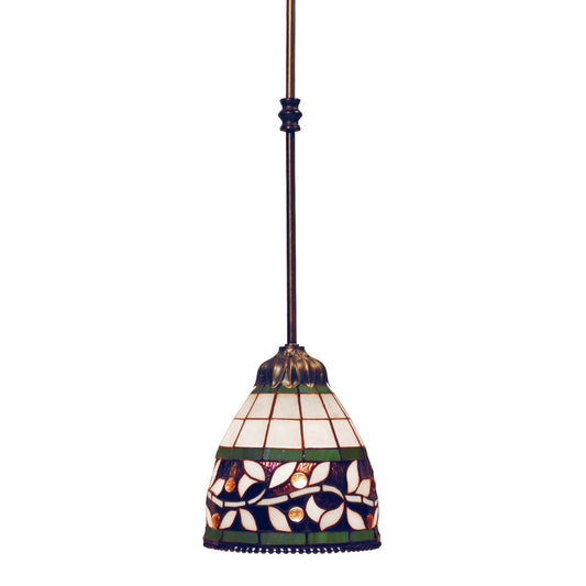 ELK SHOWROOM 716-TB English Ivy 1-Light Mini Pendant in Tiffany Bronze with Tiffany Style Glass