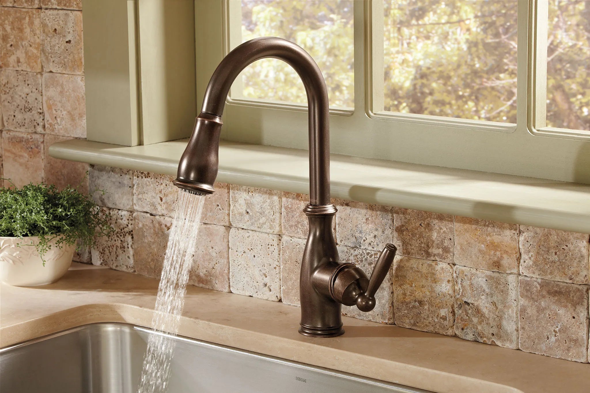MOEN 7185ORB Brantford One-Handle High Arc Pulldown Kitchen Faucet - Oil Rubbed Bronze