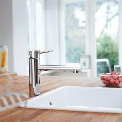 GROHE 31453001 Concetto Single-Handle Pull-Out Kitchen Faucet Dual Spray 1.5 GPM - Chrome