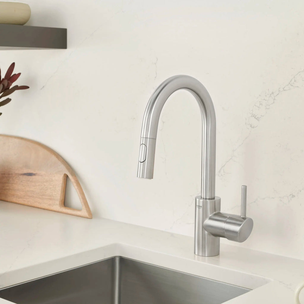 GROHE 31479DC1 Concetto Single-Handle Pull Down Prep Faucet 1.75 GPM - Supersteel