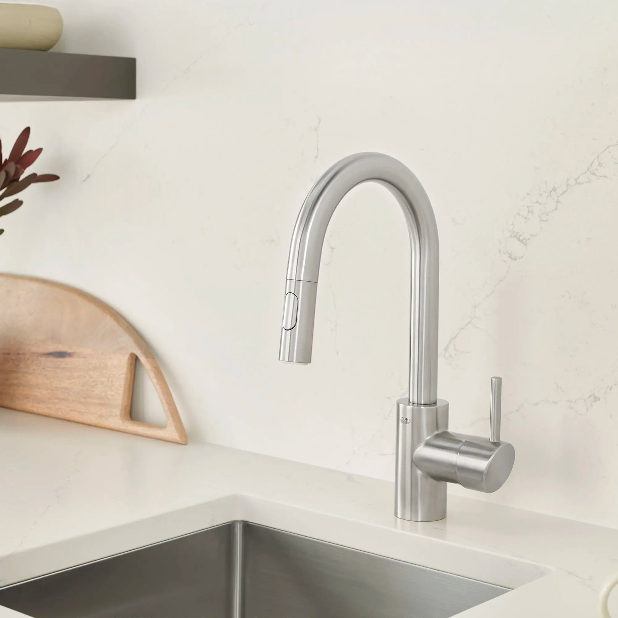 GROHE 31479DC1 Concetto Single-Handle Pull Down Prep Faucet 1.75 GPM - Supersteel