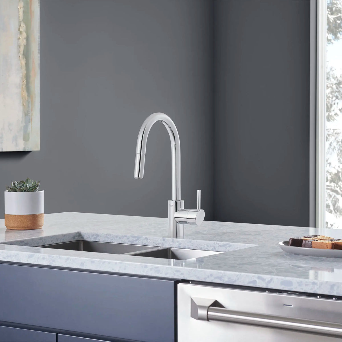 GROHE 32665003 Concetto Single-Handle Pull-Down Kitchen Faucet Dual Spray 1.75 GPM - Chrome