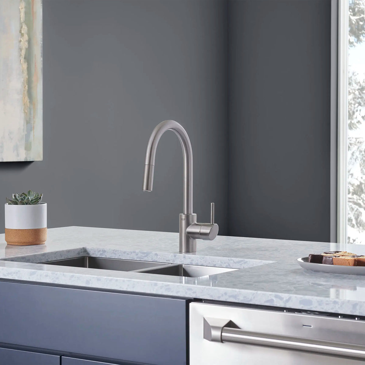 GROHE 32665DC3 Concetto Single-Handle Pull-Down Kitchen Faucet Dual Spray 1.75 GPM - Supersteel