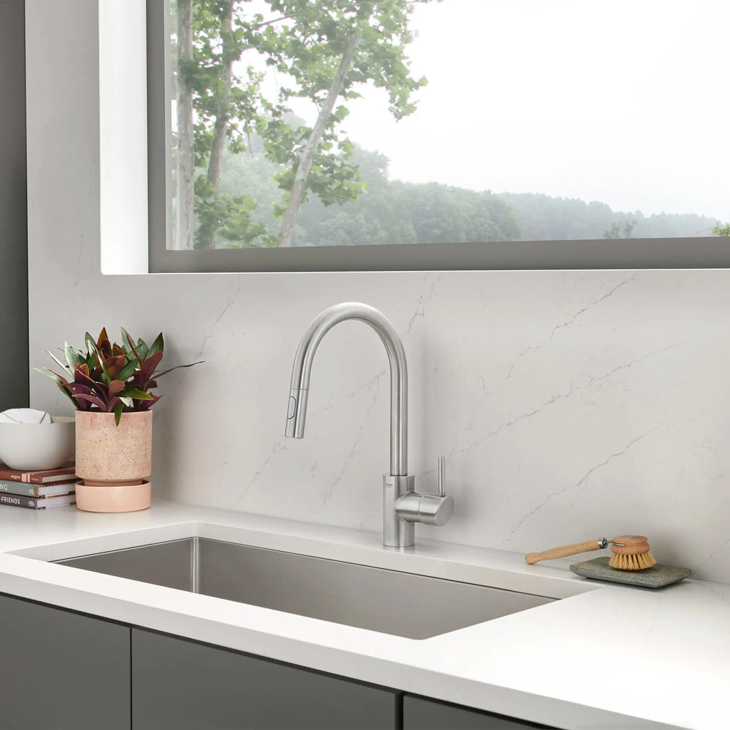 GROHE 32665DC3 Concetto Single-Handle Pull-Down Kitchen Faucet Dual Spray 1.75 GPM - Supersteel