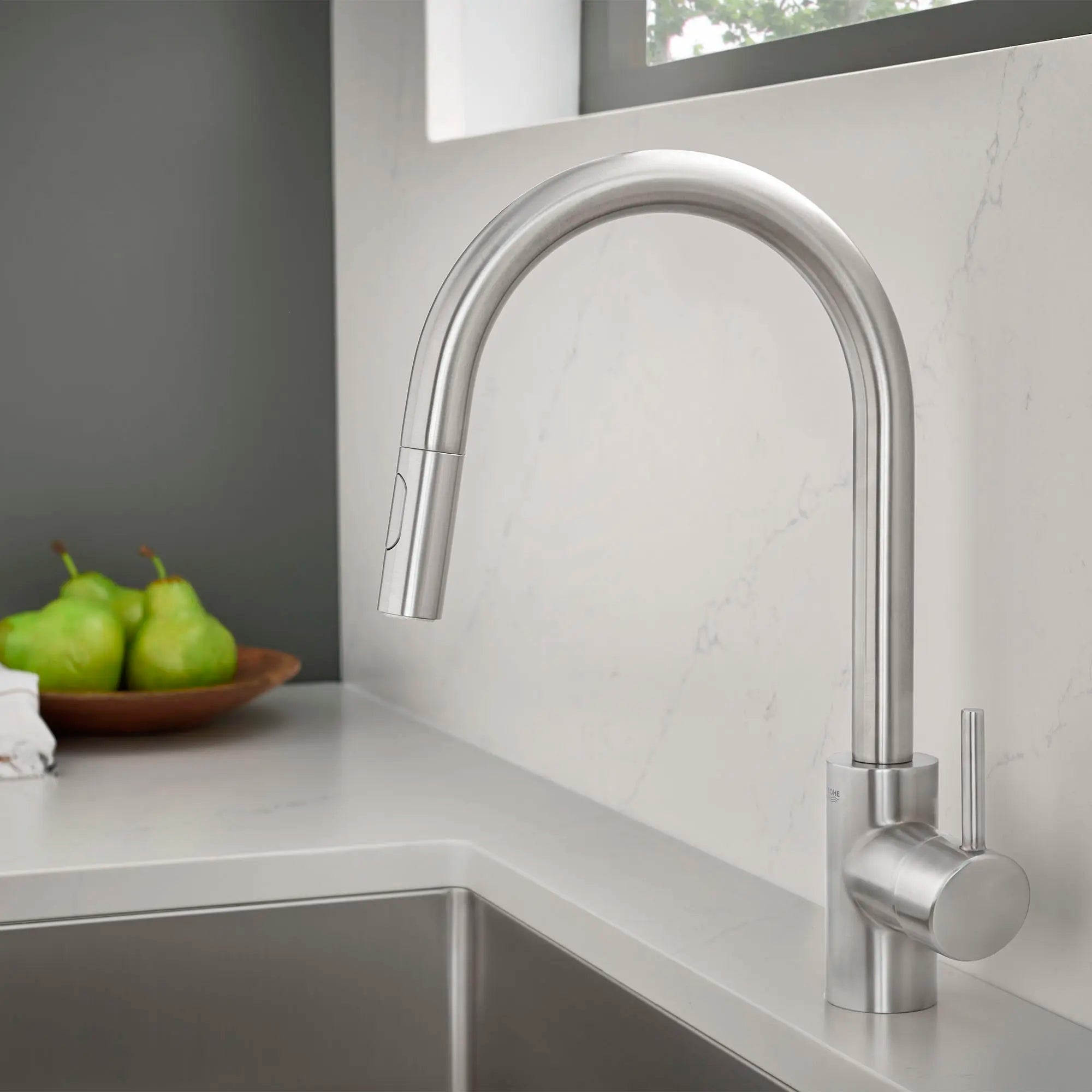 GROHE 32665DC3 Concetto Single-Handle Pull-Down Kitchen Faucet Dual Spray 1.75 GPM - Supersteel