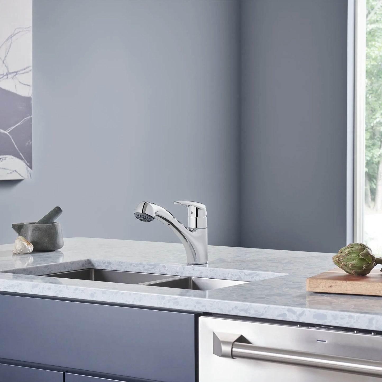 GROHE 33330001 Eurodisc Single-Handle Pull-Out Kitchen Faucet Dual Spray 1.75 GPM - Chrome