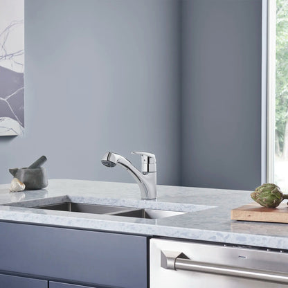 GROHE 33330001 Eurodisc Single-Handle Pull-Out Kitchen Faucet Dual Spray 1.75 GPM - Chrome