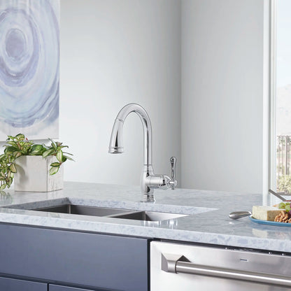 GROHE 33870002 Bridgeford Single-Handle Pull-Down Kitchen Faucet Dual Spray 1.75 GPM - Chrome