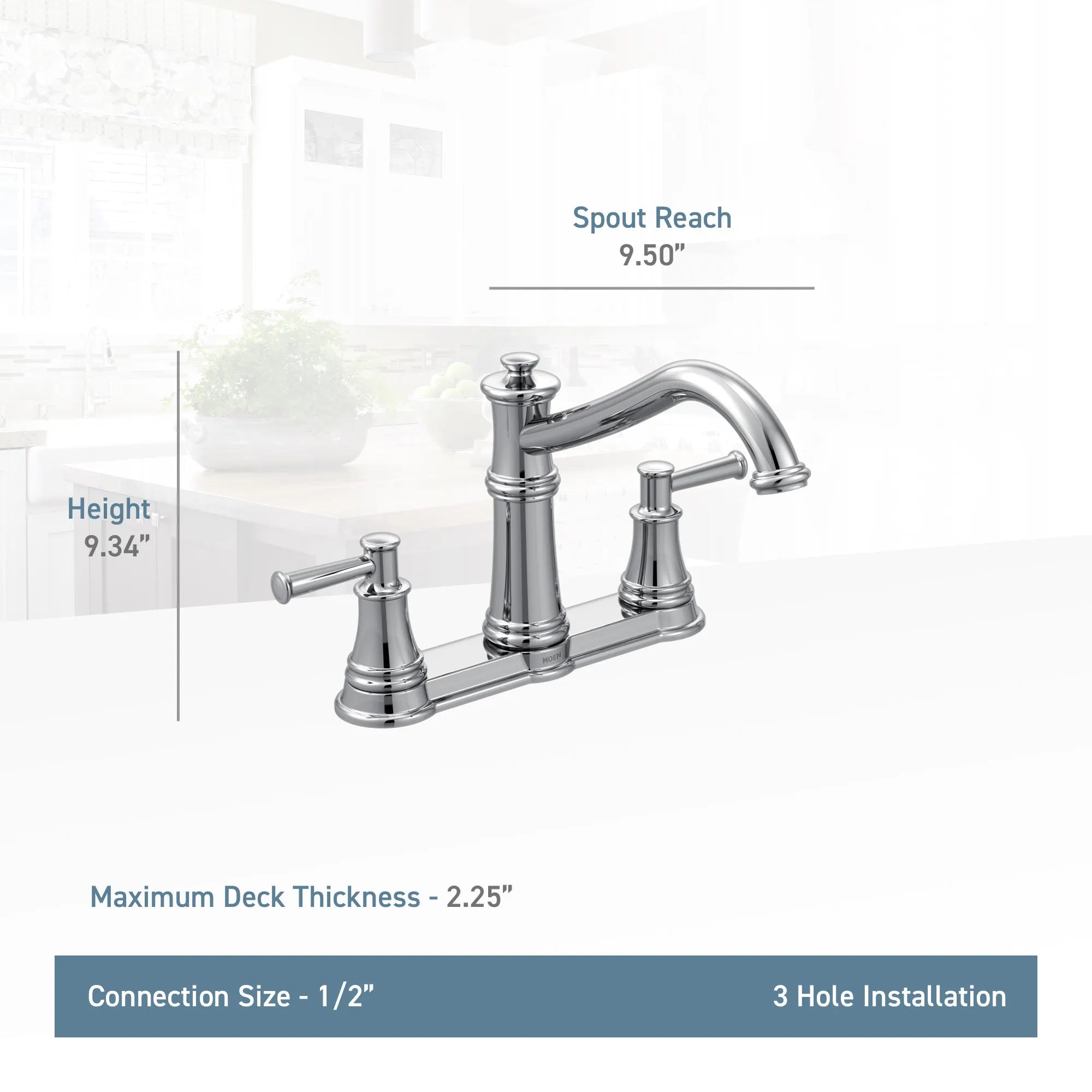 MOEN 7250BL Belfield  Two-Handle Kitchen Faucet In Matte Black