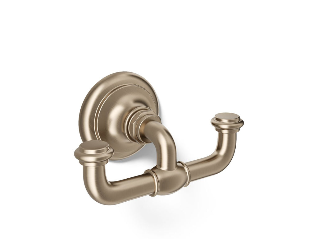 KOHLER K-72572-BV Artifacts Double Robe Hook - Vibrant Brushed Bronze