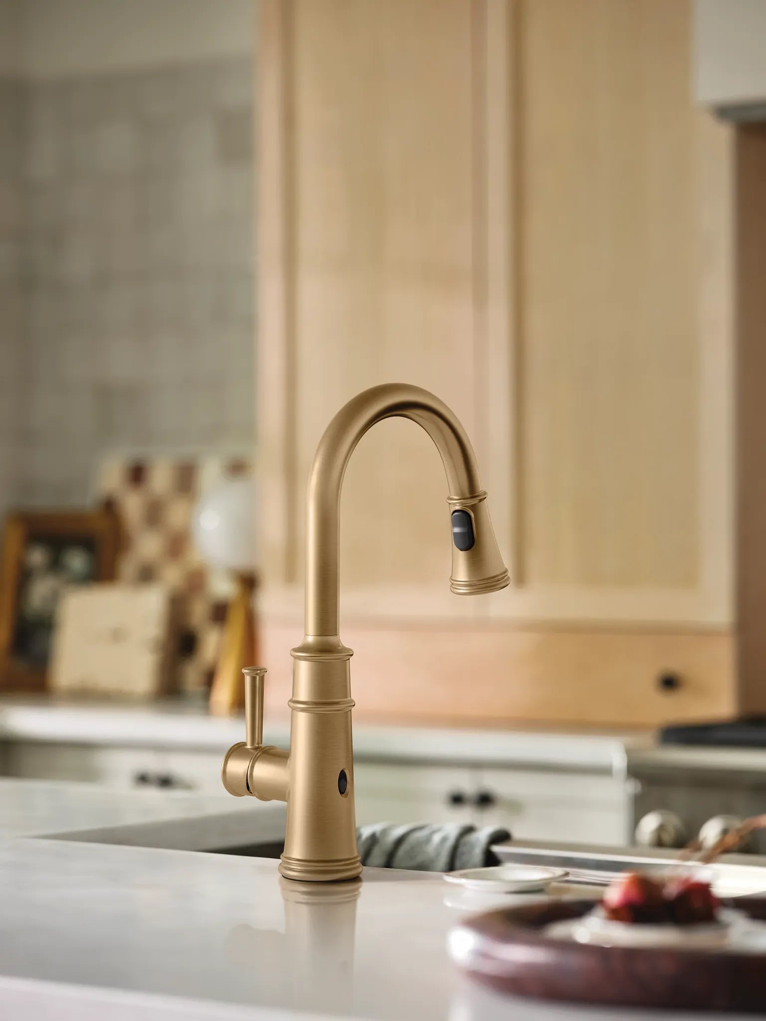 MOEN 7260EWBZG Belfield Motionsense Wave One-Handle Pulldown Touchless Kitchen Faucet - Bronzed Gold