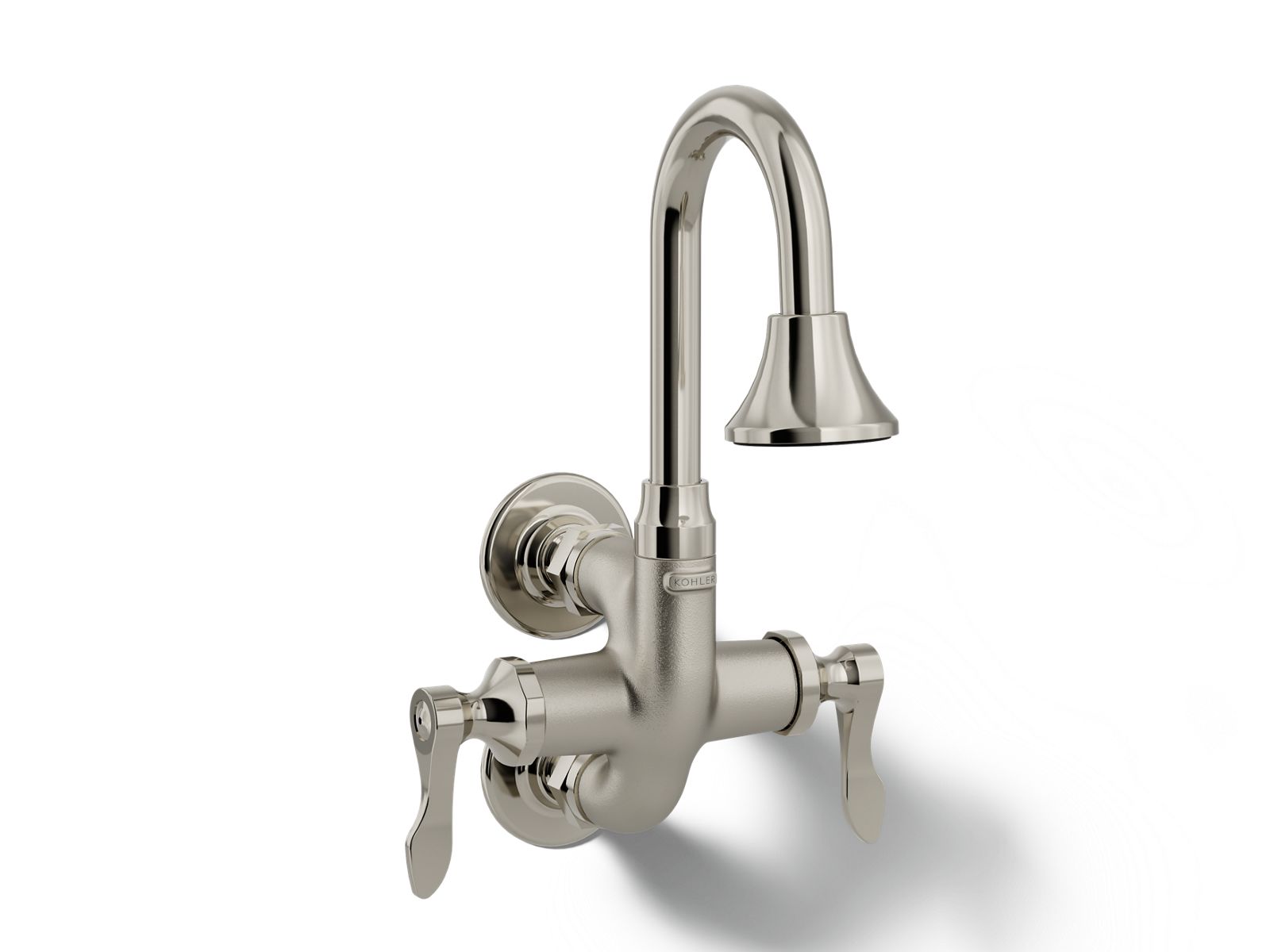 KOHLER K-730T70-4AJR-SR Triton Bowe Cannock Wall-Mount Lavatory Faucet, 1.2 Gpm - Vibrant Bright Nickel