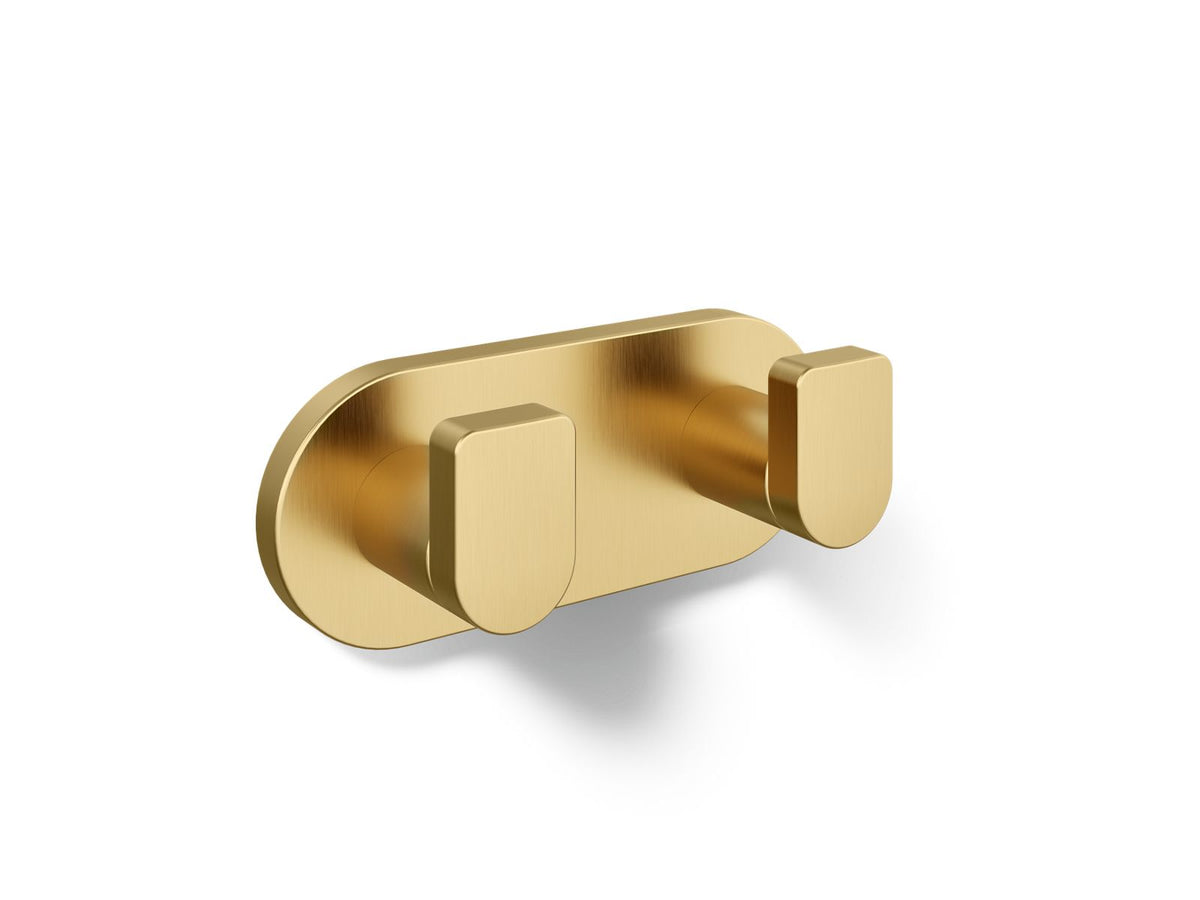 KOHLER K-73146-2MB Composed Double Robe Hook - Vibrant Brushed Moderne Brass