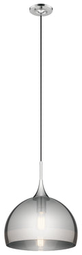 KICHLER 43359CH Tabot 17.5" 1 Light Pendant With Smoked Glass In Chrome