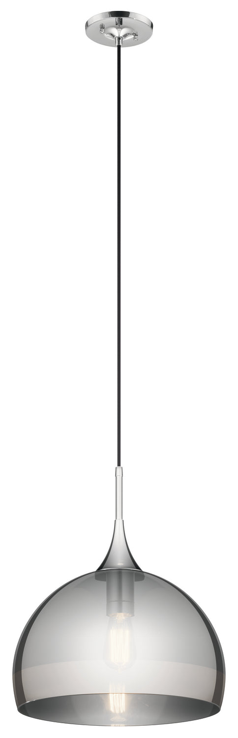 KICHLER 43359CH Tabot 17.5" 1 Light Pendant With Smoked Glass In Chrome