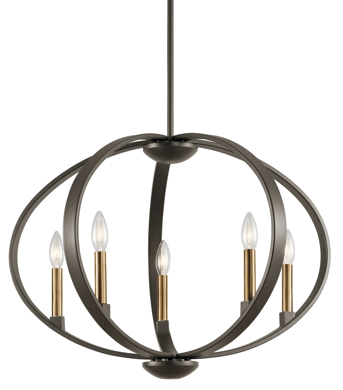 KICHLER 43871OZ Elata 19.25" 5 Light Chandelier in Olde Bronze with Natural Brass accents