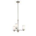 KICHLER 43922NI Joelson 18.5" 3 Light Mini Chandelier With Satin Etched Cased Opal And Clear Glass Accent Glass In Brushed Nickel