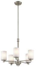 KICHLER 43923NI Joelson 19.75" 5 Light Chandelier With Satin Etched Cased Opal And Clear Glass Accent Glass In Brushed Nickel