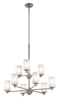 KICHLER 43924NI Joelson 33" 9 Light Chandelier With Satin Etched Cased Opal And Clear Glass Accent Glass In Brushed Nickel